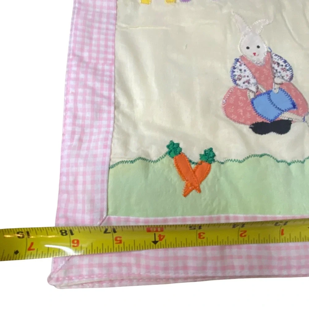 Vintage Easter Bunny Quilted Placemats Set of 4 Pink‎ Gingham Happy Easter 18x13